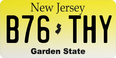 NJ license plate B76THY