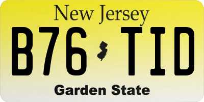 NJ license plate B76TID