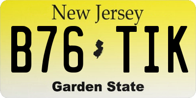NJ license plate B76TIK