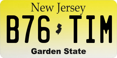 NJ license plate B76TIM