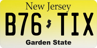 NJ license plate B76TIX