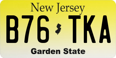 NJ license plate B76TKA