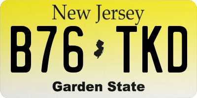 NJ license plate B76TKD
