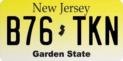 NJ license plate B76TKN