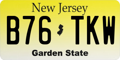 NJ license plate B76TKW