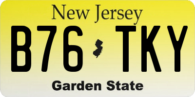 NJ license plate B76TKY