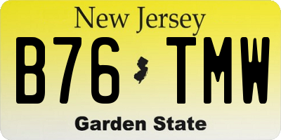 NJ license plate B76TMW