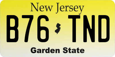 NJ license plate B76TND
