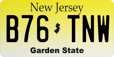 NJ license plate B76TNW