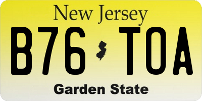 NJ license plate B76TOA