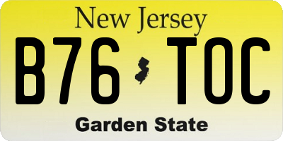 NJ license plate B76TOC