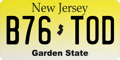 NJ license plate B76TOD