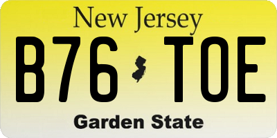 NJ license plate B76TOE