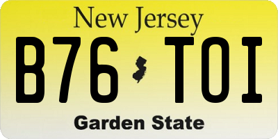 NJ license plate B76TOI