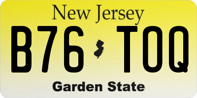 NJ license plate B76TOQ