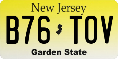 NJ license plate B76TOV