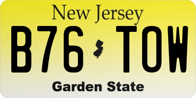 NJ license plate B76TOW