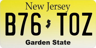 NJ license plate B76TOZ