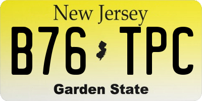 NJ license plate B76TPC