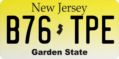 NJ license plate B76TPE
