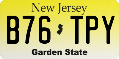 NJ license plate B76TPY
