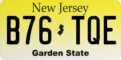 NJ license plate B76TQE