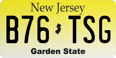 NJ license plate B76TSG