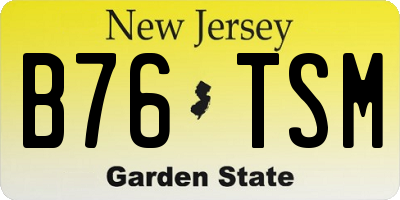 NJ license plate B76TSM