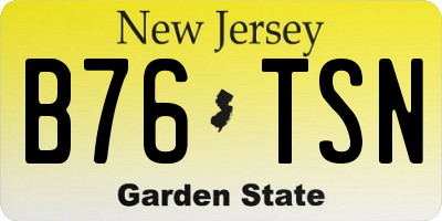 NJ license plate B76TSN