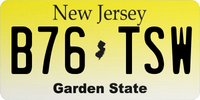 NJ license plate B76TSW