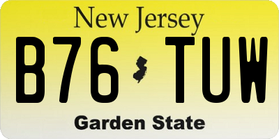 NJ license plate B76TUW