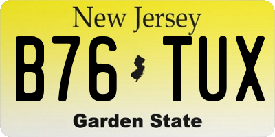 NJ license plate B76TUX