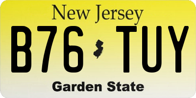 NJ license plate B76TUY