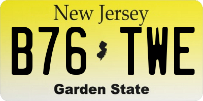 NJ license plate B76TWE