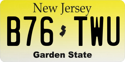 NJ license plate B76TWU