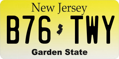 NJ license plate B76TWY