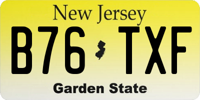 NJ license plate B76TXF
