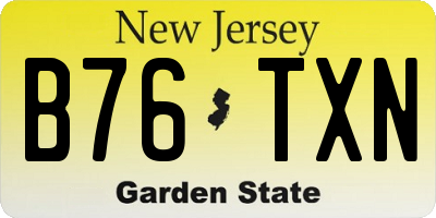 NJ license plate B76TXN