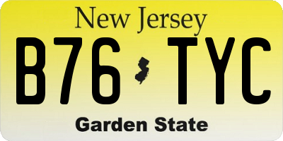 NJ license plate B76TYC