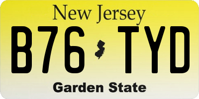 NJ license plate B76TYD