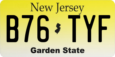 NJ license plate B76TYF
