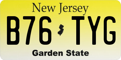 NJ license plate B76TYG