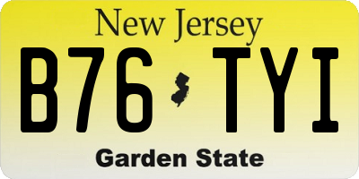 NJ license plate B76TYI