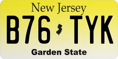 NJ license plate B76TYK