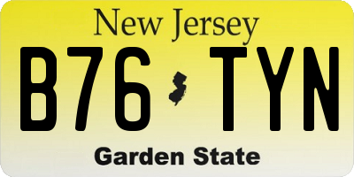 NJ license plate B76TYN
