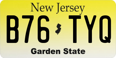 NJ license plate B76TYQ