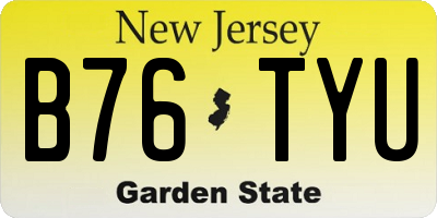 NJ license plate B76TYU