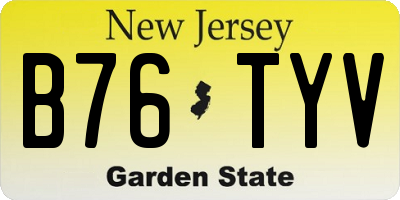 NJ license plate B76TYV