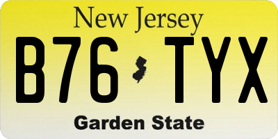 NJ license plate B76TYX