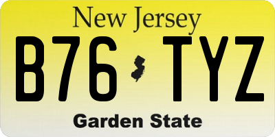 NJ license plate B76TYZ
